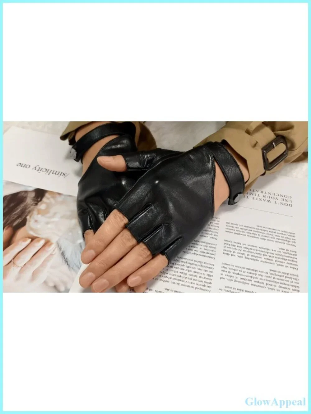 Genuine Sheepskin Fingerless Leather Gloves Driving Motorcycle Unlined Half